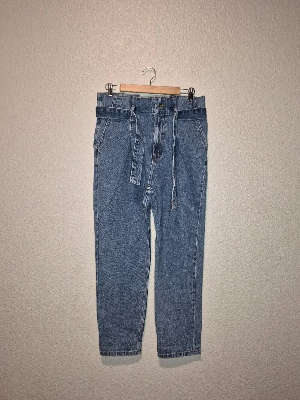 Topshop Women's Mom Jeans Blue Medium Wash Denim High Rise 30W X 30L Regular Fit